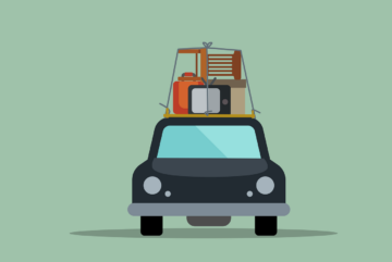 illustration d'une voiture chargée de bagages